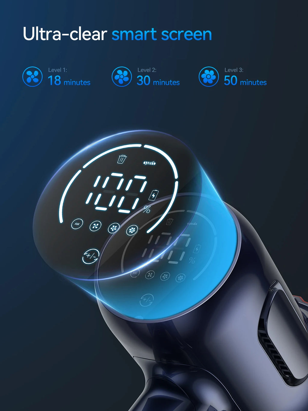 Honiture Cordless Vacuum Cleaner 33Kpa 400W Touch Screen 50 Mins for Carpet Pet Hair Home Appliance Aromatherapy Function