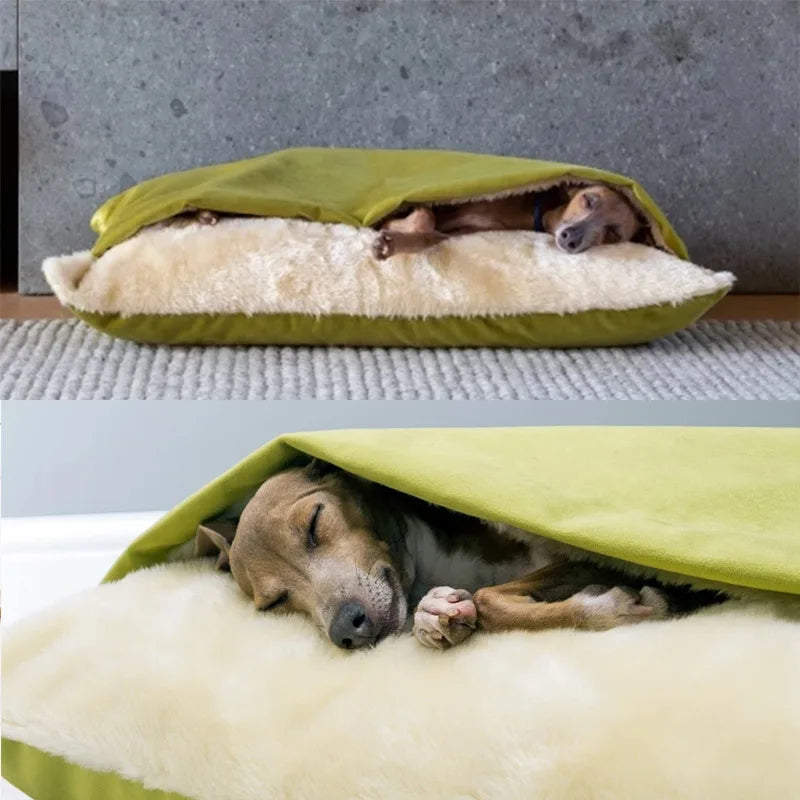Dogs Kennel Winter Warm Removable Washable Pet Bed Bite-resistant Puppy Sofa Cushion Plush Cat Mat for Large Pet Sleeping Bag
