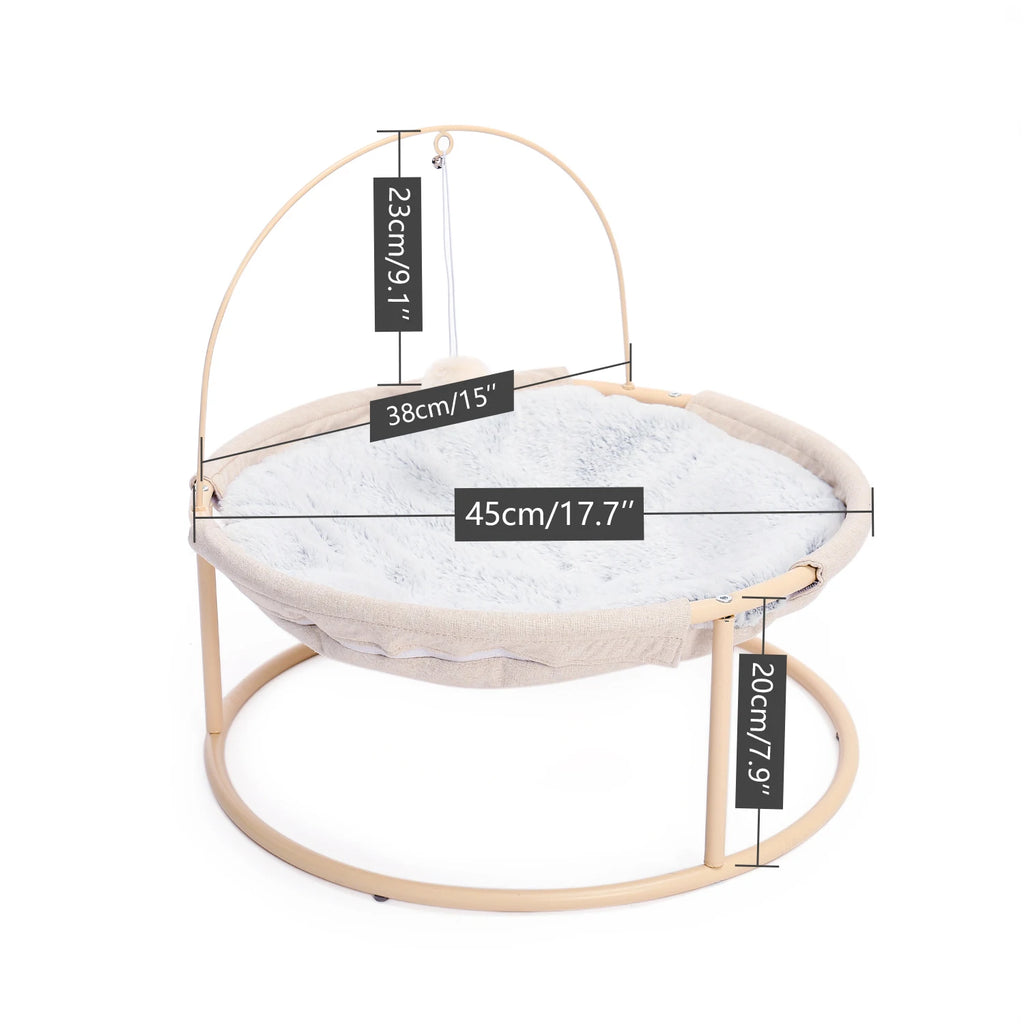 Cat Soft Plush Hammock Pet Bed Cat Cradle Hammock Detachable Cat Round Hanging Basket Sofa with Dangling Ball for Cats Small Bed