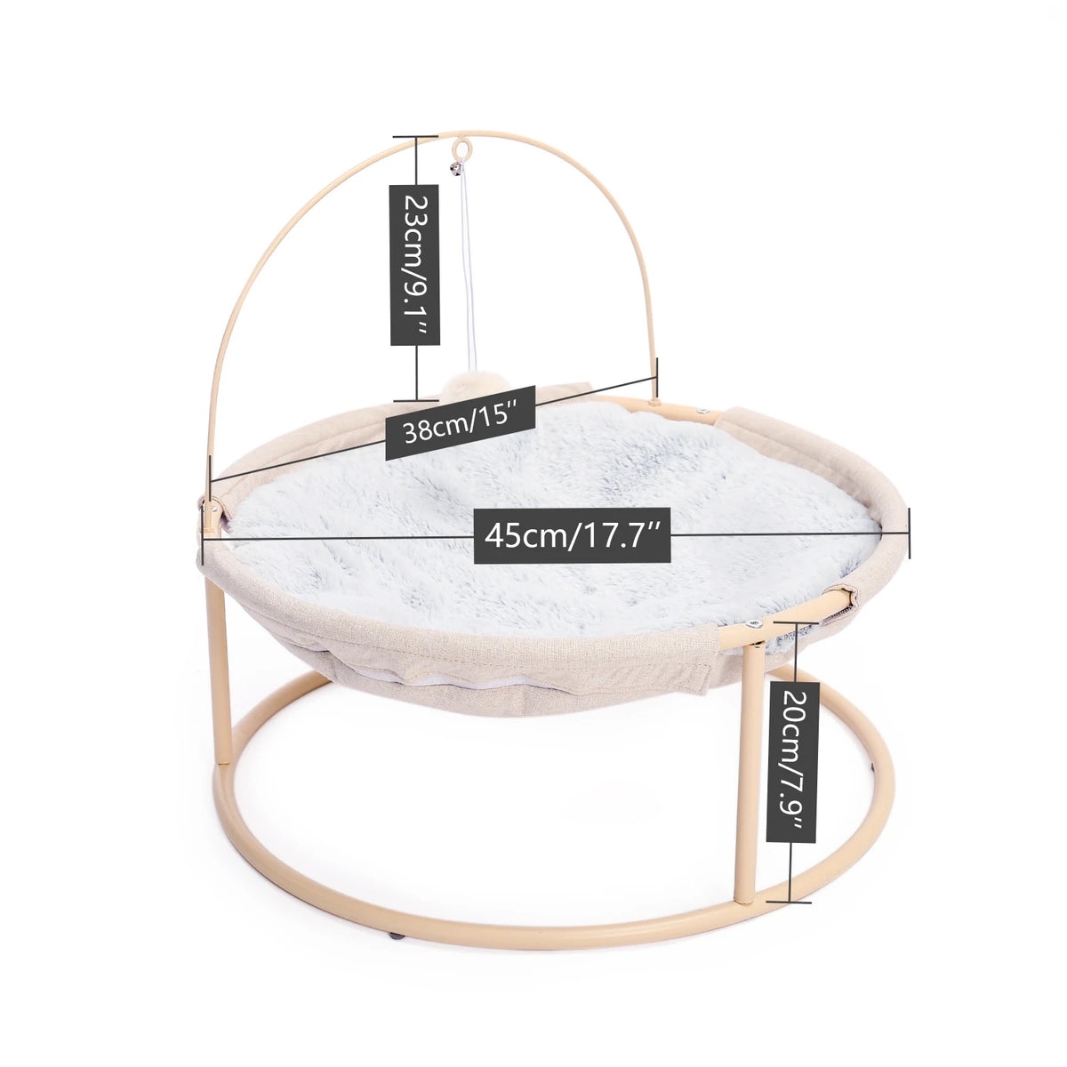Cat Soft Plush Hammock Pet Bed Cat Cradle Hammock Detachable Cat Round Hanging Basket Sofa with Dangling Ball for Cats Small Bed