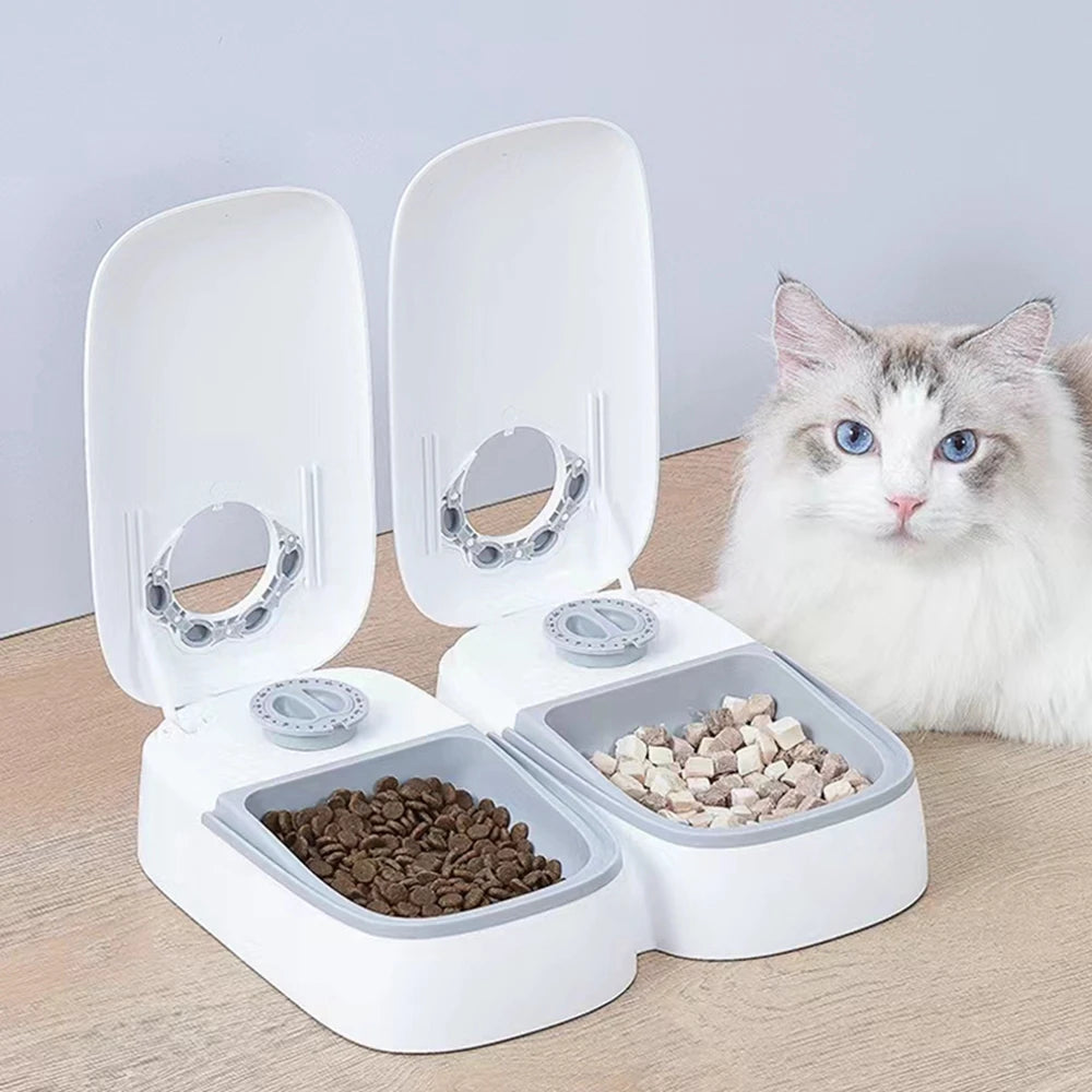 Automatic Pet Feeder Smart Cat Food Dispenser For Wet and Dry Food Dispenser Timer Bowl Dog Kitten Auto Feeder For Cat 2 Meals