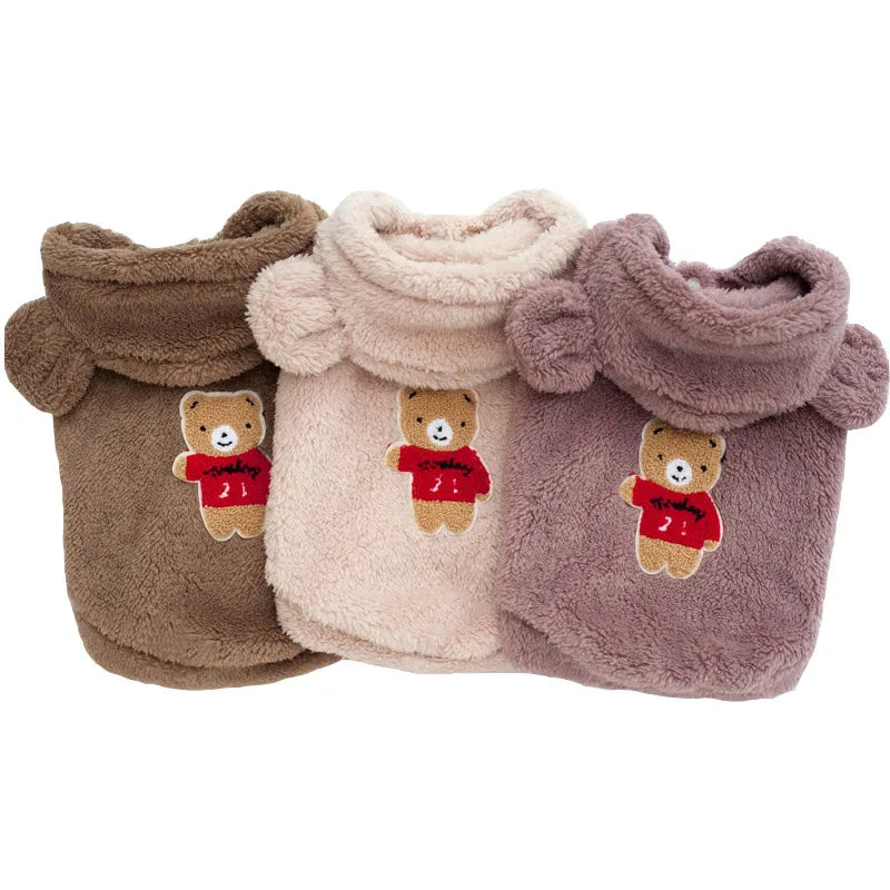 French Bulldog Pet Clothes Winter Dog Costume Soft Flannel Puppy Clothing For Dogs Coat Pug Bear Ear Dog Clothes Pet Products