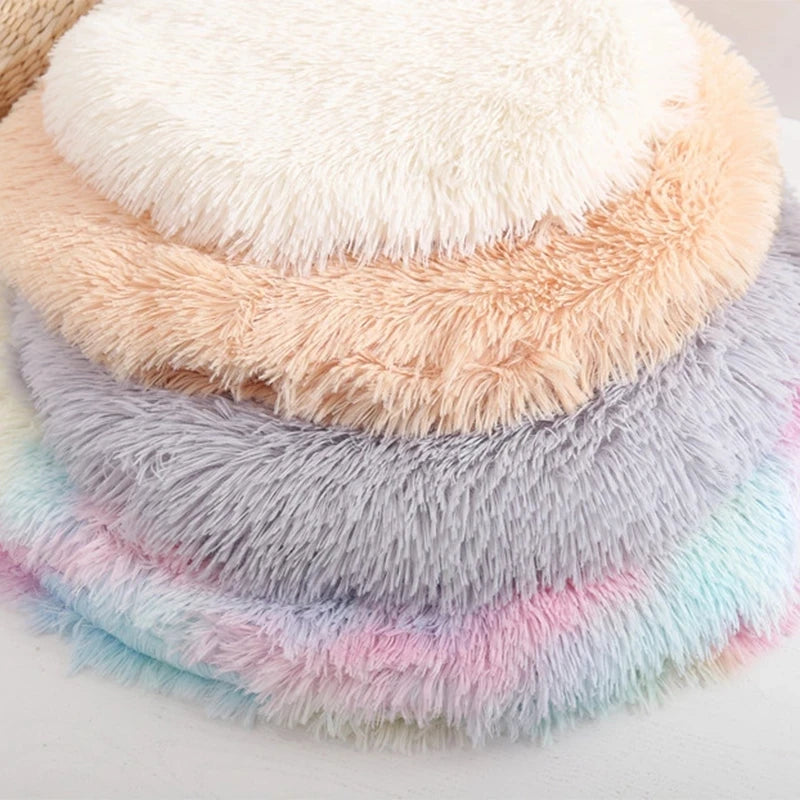 Round Dog Bed Mat Long Plush Cat Blanket Fluffy Lounger Dog Cushion Warm Pet Bed House For Small Large Dogs Cats Pet Supplies