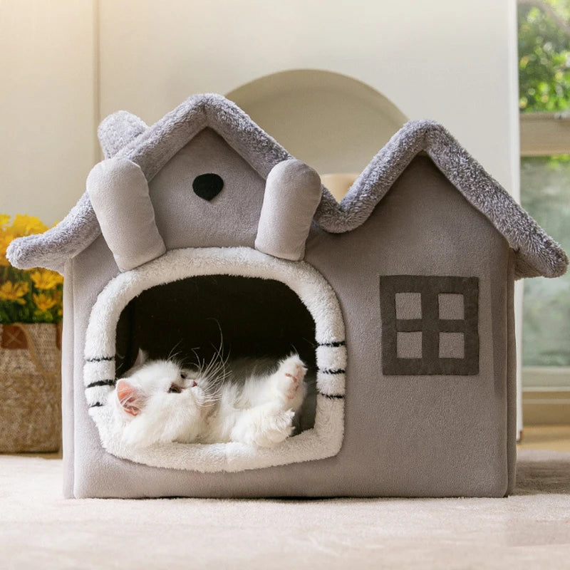 Breathable Warm Plush Pet Bed House Detachable Washable Soft Cat Cushion Kennel for Small Dogs Cats Pet Supplies