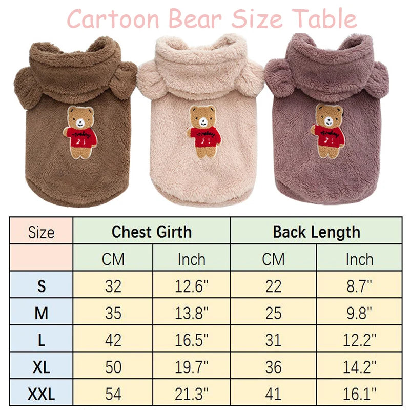 French Bulldog Pet Clothes Winter Dog Costume Soft Flannel Puppy Clothing For Dogs Coat Pug Bear Ear Dog Clothes Pet Products