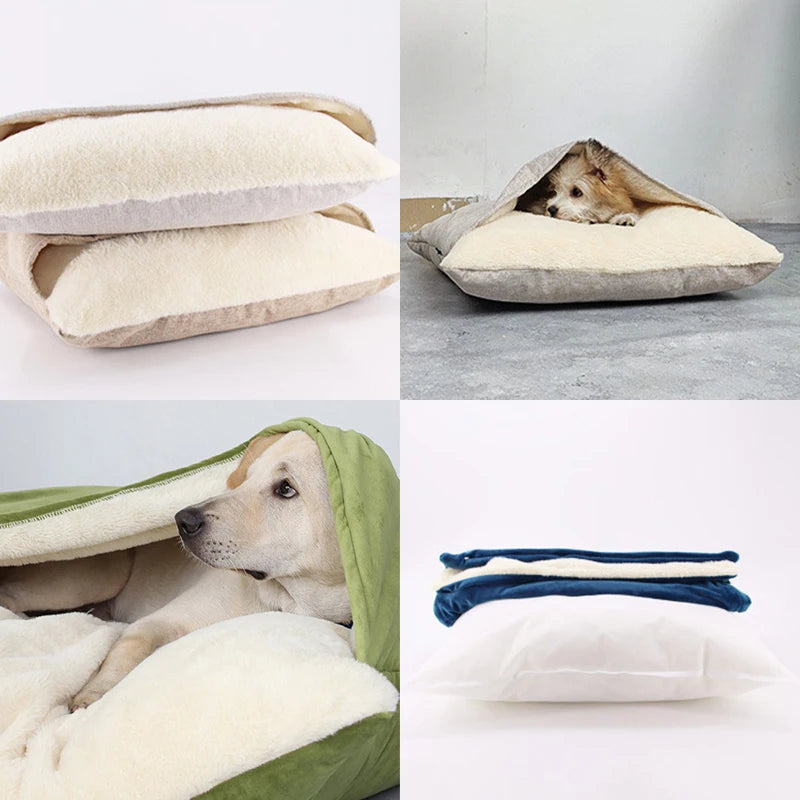 Dogs Kennel Winter Warm Removable Washable Pet Bed Bite-resistant Puppy Sofa Cushion Plush Cat Mat for Large Pet Sleeping Bag