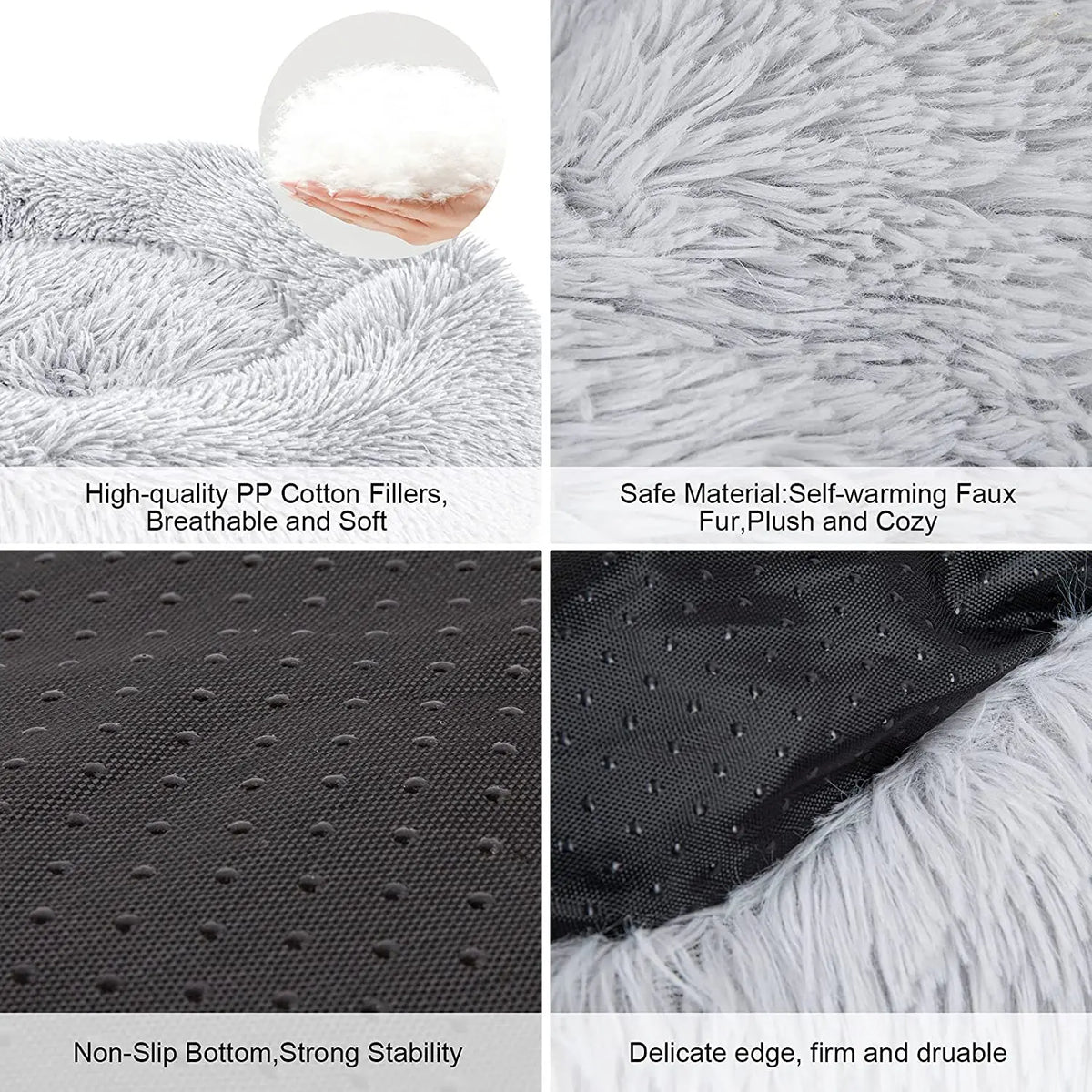 Plush Calming Dog Bed Donut Cat Beds for Small Dogs, Medium & Large, Anti Anxiety Pet Bed, Soft Fuzzy Pet Bed