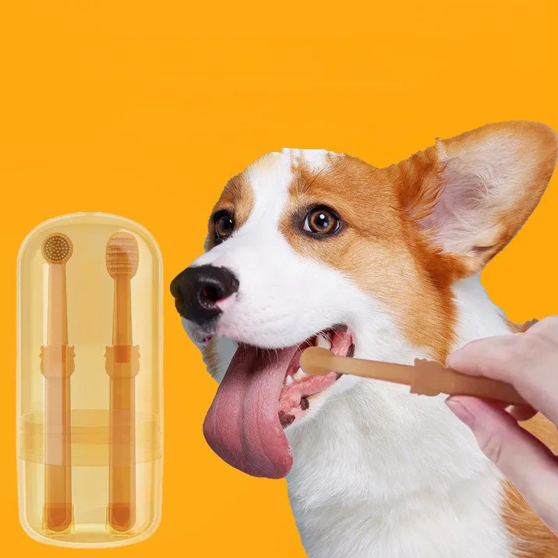 Pet Teeth Whitening Dog Cat Silicone Soft Toothbrush Oral Care Puppy Toothbrush Toothpaste Pet Kit Teeth Cleaning Pet Supplies