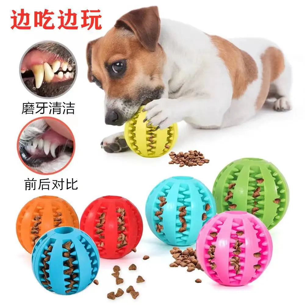 Natural Rubber Pet Dog Toys Dog Chew Toys Tooth Cleaning Treat Ball Extra-tough Interactive Elasticity Ball for Pet Products