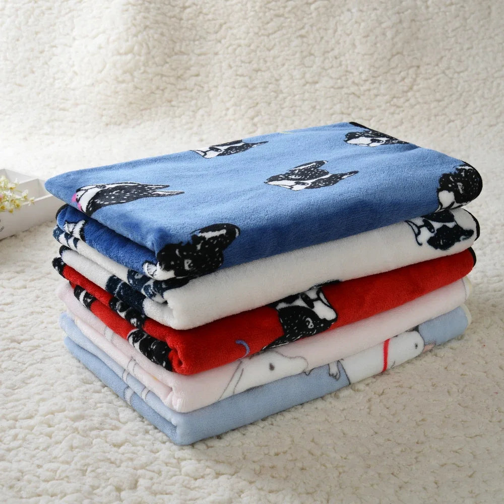 Warm Pet Bed Mats Cover Towel Cat Dog Soft Coral Fleece French Bulldog Blankets for Small Medium Large Dogs Winter Pet Products