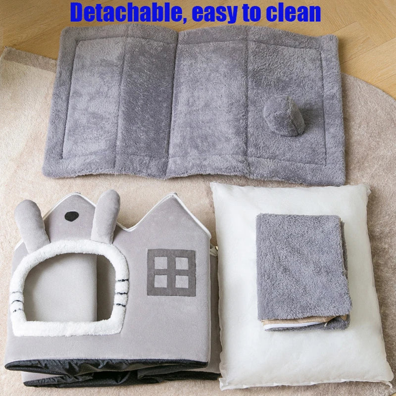 Breathable Warm Plush Pet Bed House Detachable Washable Soft Cat Cushion Kennel for Small Dogs Cats Pet Supplies