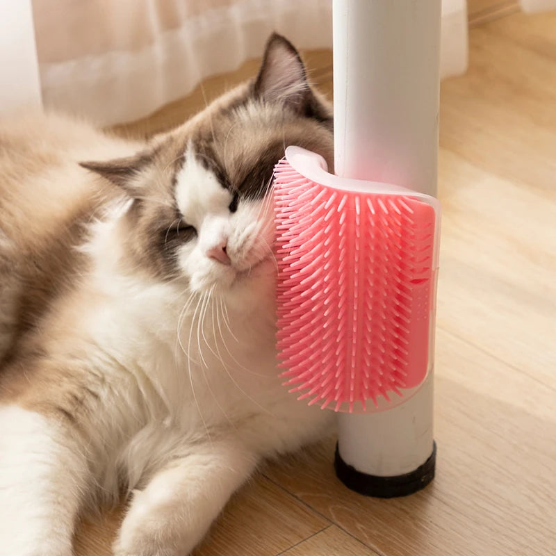 Pet Cat Wall Corner Brush Comb Cat Playing Toy Massager with A Tickling Comb Soft Cat Self Groomer Pet Grooming Supplies