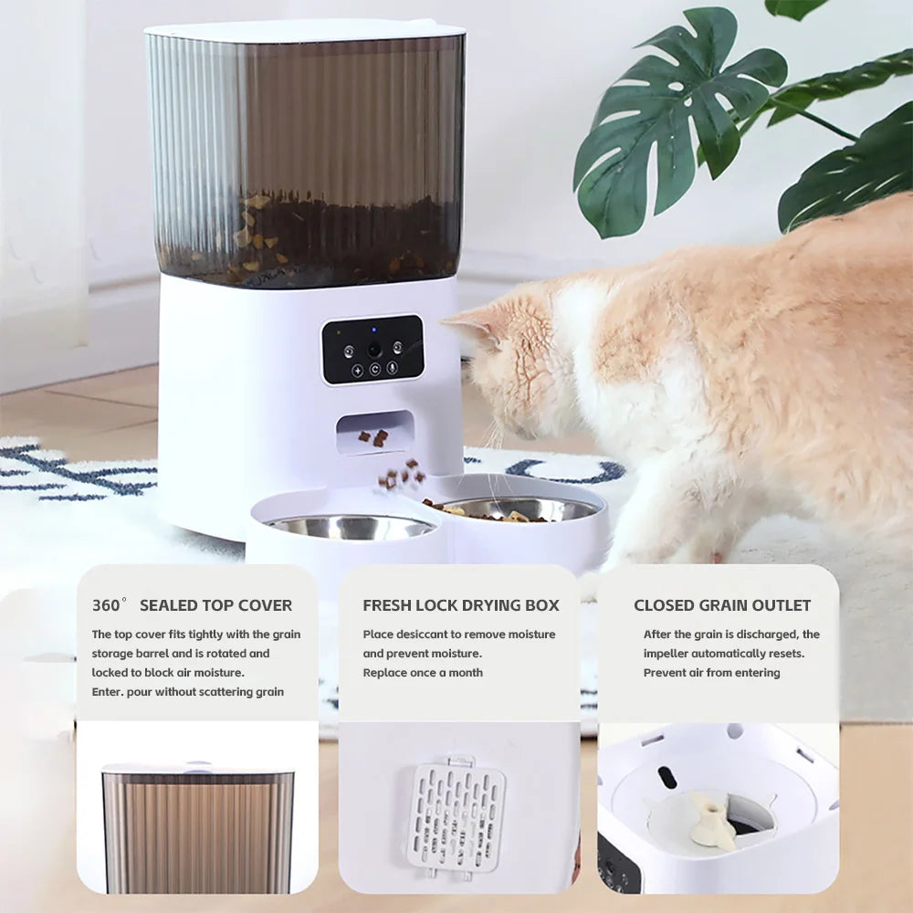 5L TuYa Smart WiFi APP Camera Automatic Pet Feeder Cat Food Dispenser Video Smart Feeder For Cats Dogs Pet Dry Food Bowl