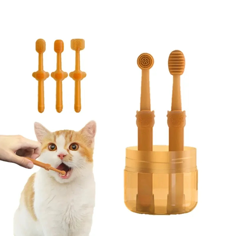 Pet Teeth Whitening Dog Cat Silicone Soft Toothbrush Oral Care Puppy Toothbrush Toothpaste Pet Kit Teeth Cleaning Pet Supplies