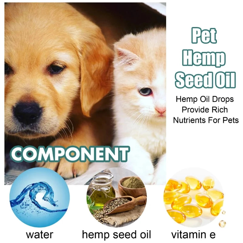 Hemp-Seed Oil High Potency 30ml for Dogs and Cats Vitamin, Omegas Rich 3, 6 & 9 Joint & Hip Healthy Calming Drops