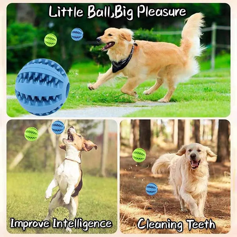 Natural Rubber Pet Dog Toys Dog Chew Toys Tooth Cleaning Treat Ball Extra-tough Interactive Elasticity Ball for Pet Products