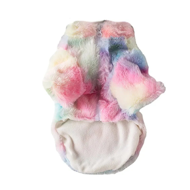 Pet Clothes Autumn Winter Plush Coat Leopard Print Sweater Colorful Colors Small Dog Cat Jacket Fur Sweater Bulldog Pug Poodle