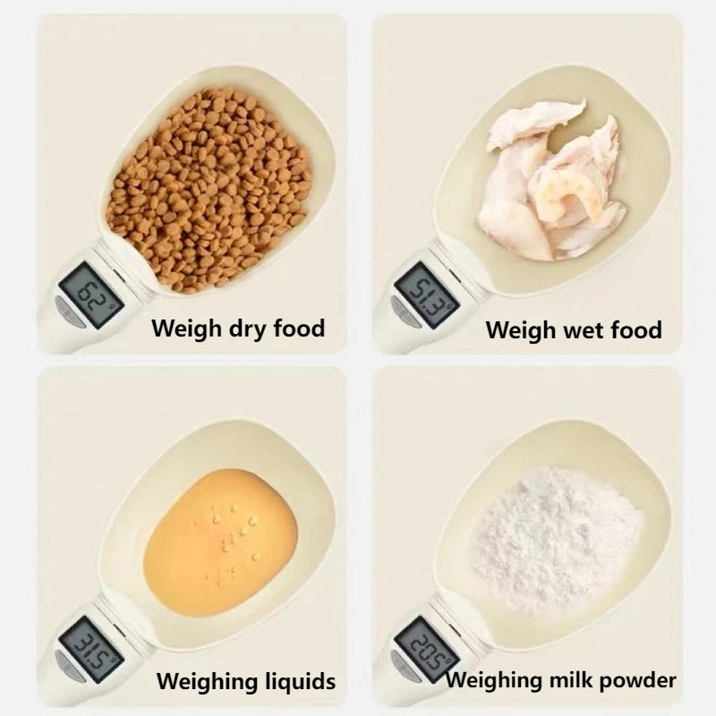Pet Bowl for Dogs Measuring Spoon Feeder for Cats Electronic Dog Food Dry Food Dispenser Pets Acessorios Spoon Weighing Scale
