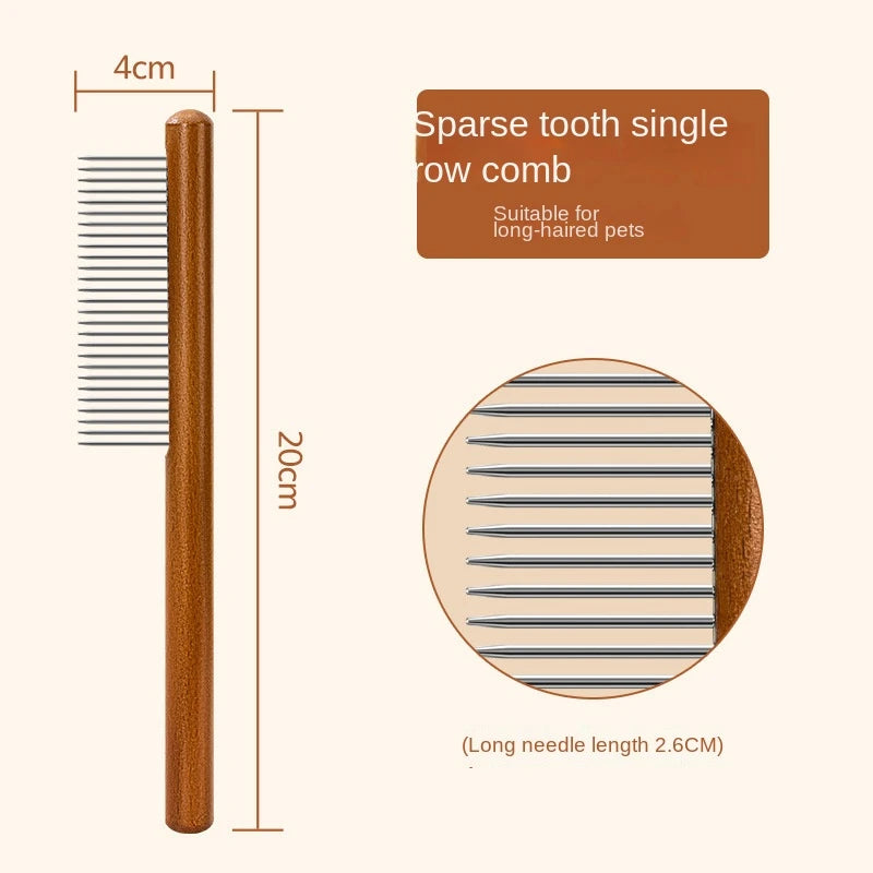 Cat Comb Stainless Steel Pet Hair Remover Wooden Handle Solid  Cat Hair Comb Pet Grooming Dog Brush Cleaning Tool Pets Supplies