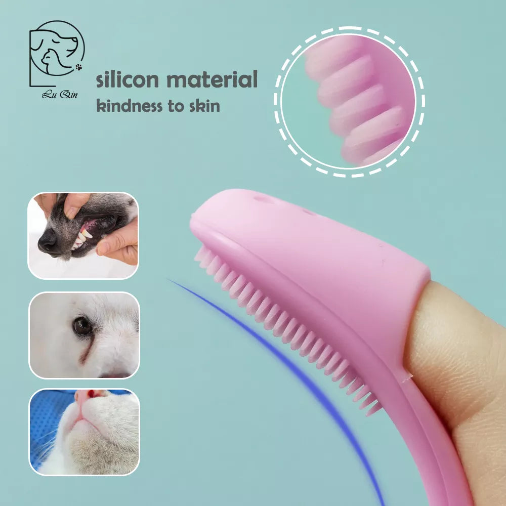 Dog Cat Cleaning Supplies Soft Pet Finger Brush Cats Brush Toothbrush Tear Stains Brush Eye Care Pets Cleaning Grooming Tools