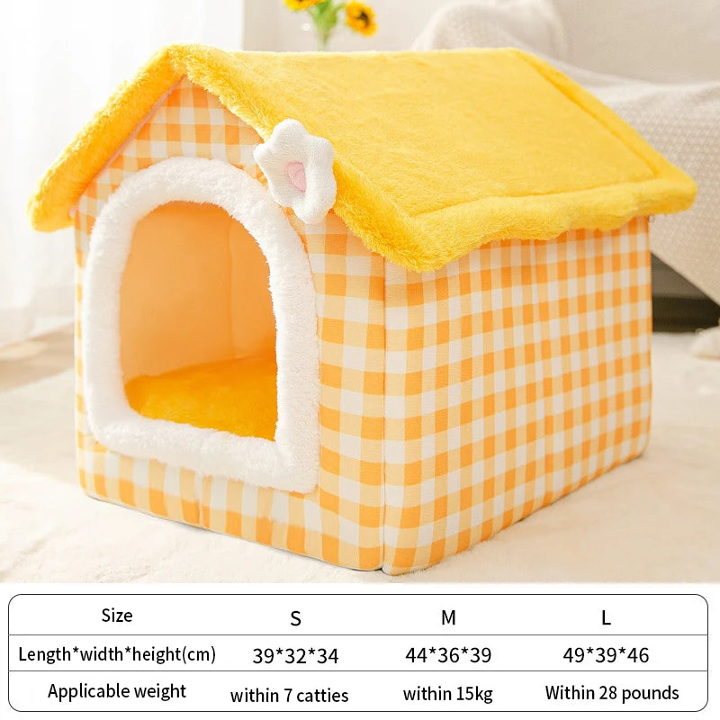 Enclosed Cat House Winter Warm Small Pet Plush Sleeping Nest Basket Removable Washable Soft Pet Bed Dog House Indoor Cat Bed