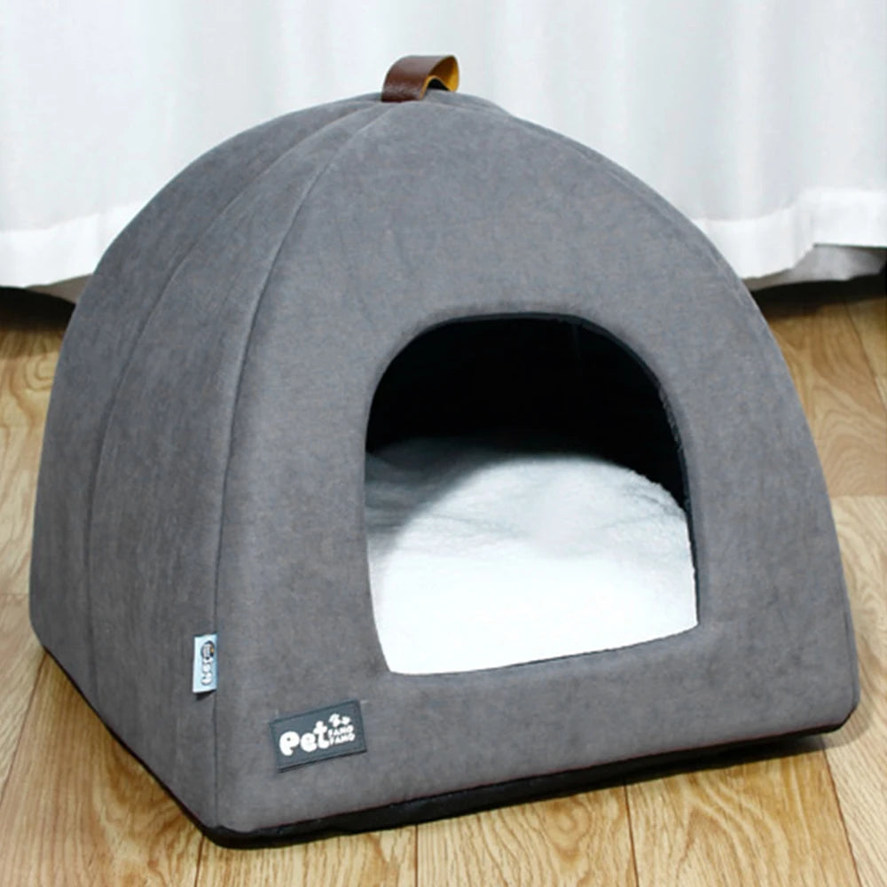 Portable Gray Cute Cat Shape Pet Bed Cat Cave Sleeping Bag Zipper Egg Shape Felt Cloth Pet House Nest Cat Basket with Cushion