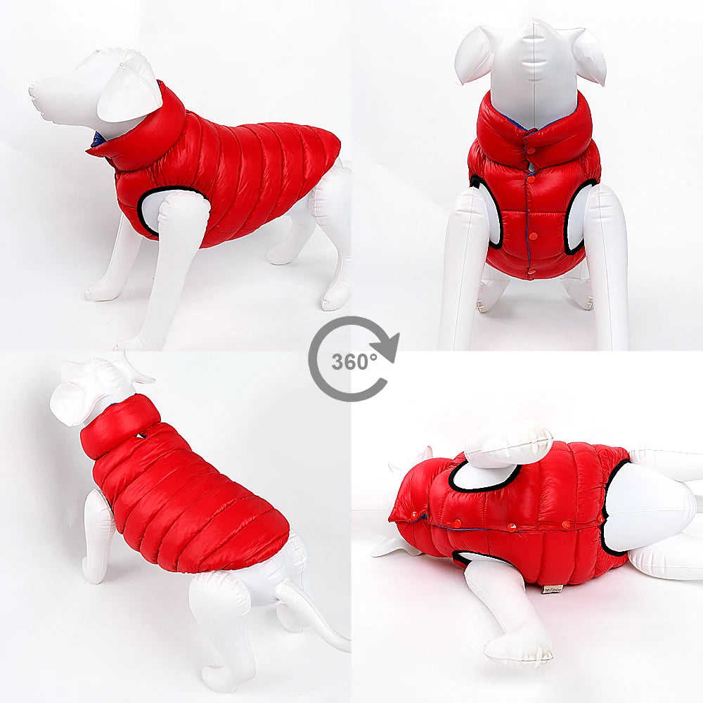 Winter Reversible Dog Clothes Coat Windproof Clothing Jackets Warm Dog Pet Clothes Vest for Small Medium Large Dog Bulldog Pug