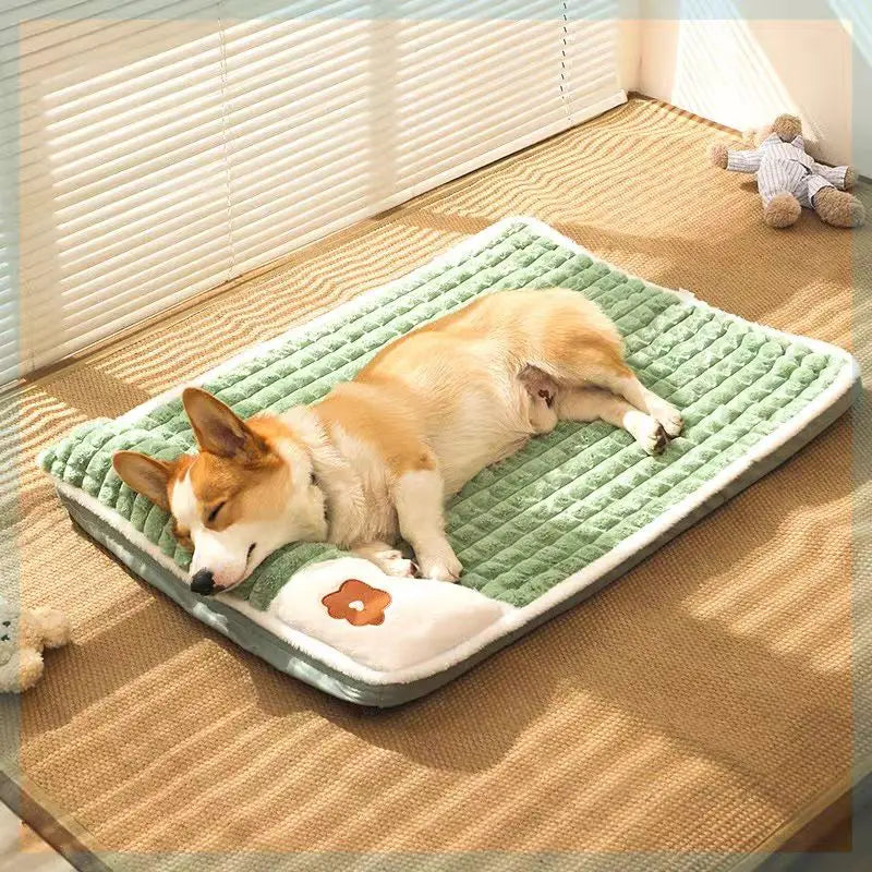 Dog Bed for Summer With Pillow Pad for Small Medium Large Dogs Ice Silk Mat for Dogs Sleeping Mat Removable Washable Pet Bed