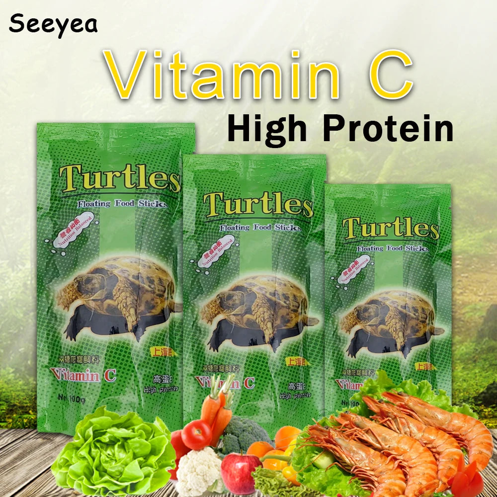 100g High Protein Fish Tank Turtle Feed Water Turtles Brazilian Tortoise Pet Food Calcium Vitamin C Supplement Improve Immunity