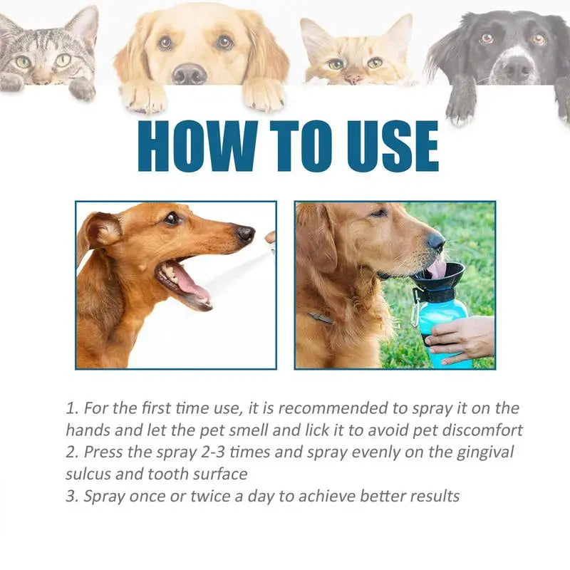 1pcs 59ml Pet Tooth Cleaning Spray Dog Cat Pet Teeth Cleaning Stain Removal Halitosis Cleaning Spray Odor In Dogs And Cats