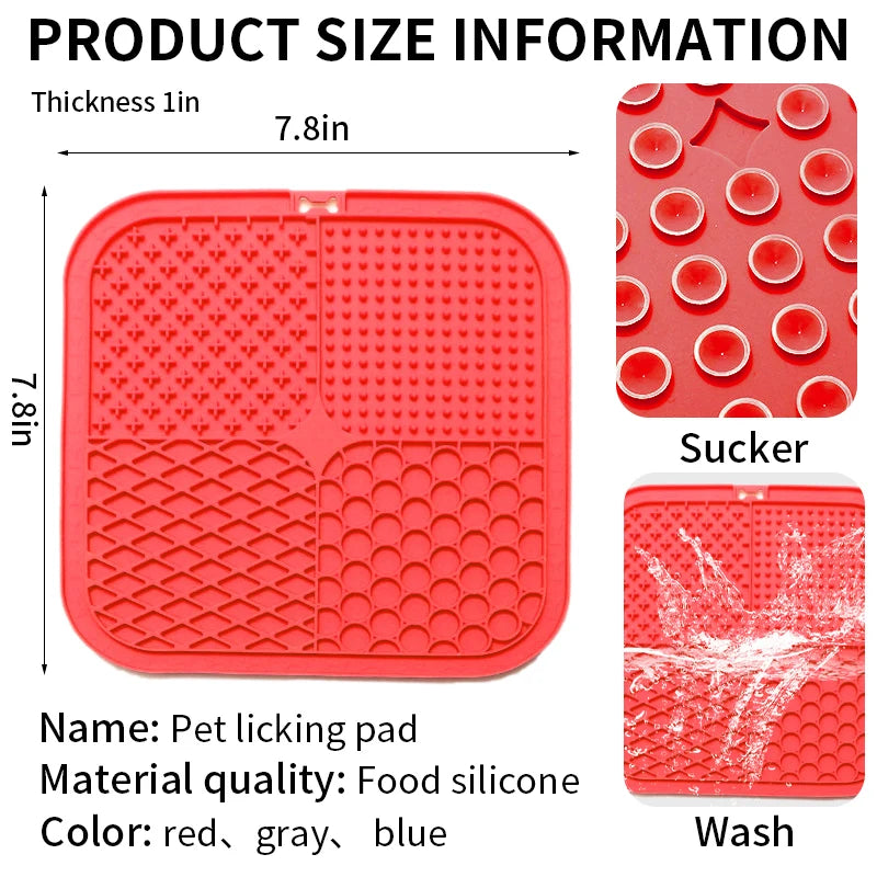 Silicone Dog Licking Pad Square Licking Mat for Dog Sucker Slow Food Training Pads for Dry and Wet Food Pet Dogs Feeder Supplies