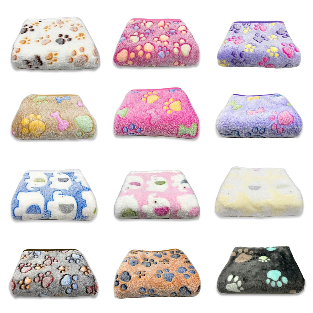 flannel dog blanket winter warm and comfortable pet bed sheet mat cartoon cute cat and dog sleeping blanket pet supplies