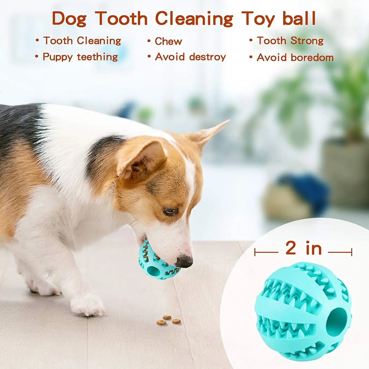 Natural Rubber Pet Dog Toys Dog Chew Toys Tooth Cleaning Treat Ball Extra-tough Interactive Elasticity Ball for Pet Products