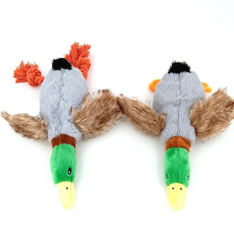 Cute Plush Duck Sound Toy Stuffed Squeaky Animal Squeak Dog Toy Cleaning Tooth Dog Chew Rope Toys