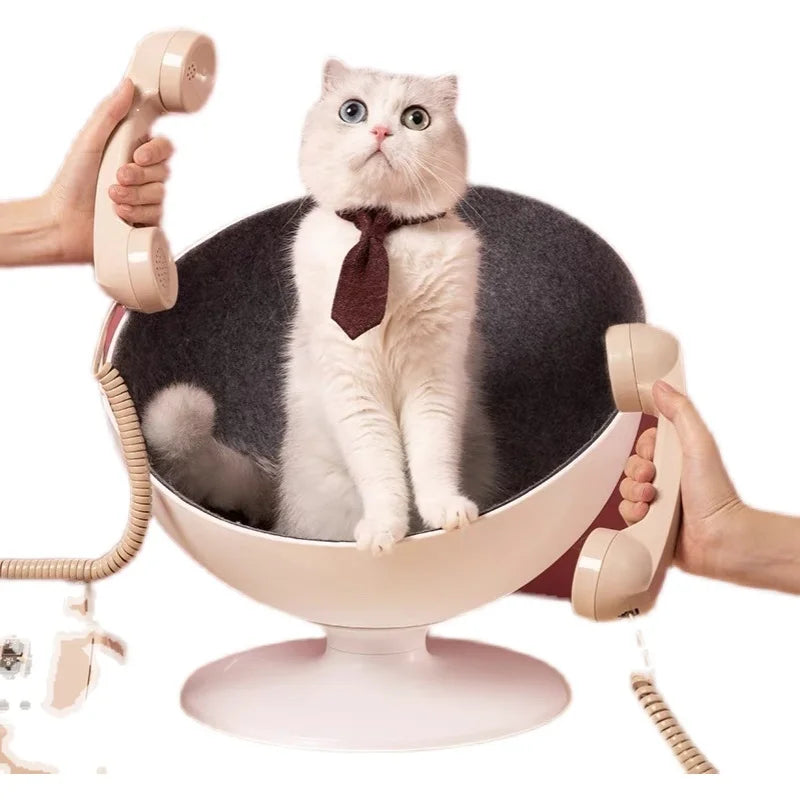 xiaomiyoupin Cat Beds & Mat Pet House Cat Boss Rotational Interaction Cat House Sleeping Pet Bed Fiber Material Cat Supplies
