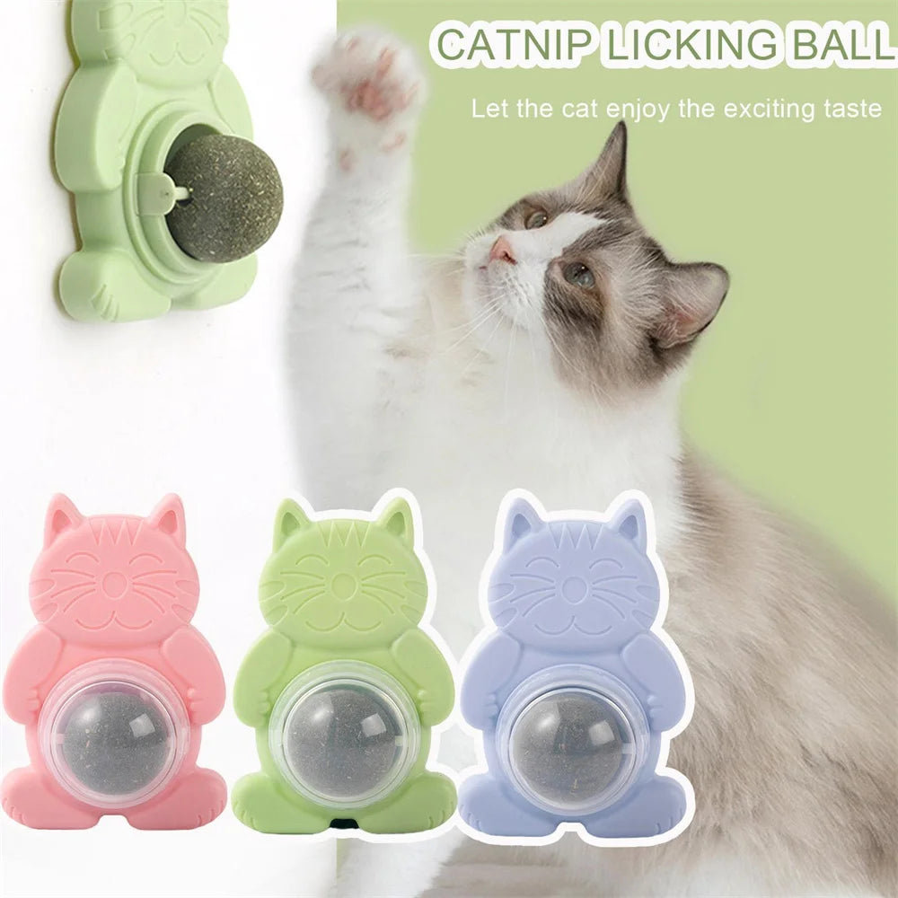 Healthy Cat Catnip Ball Dust Cover Round Safe Catnip Snack Lick Candy Vitamin Pudding Catnip Lollipop For Cat Pet Snacks