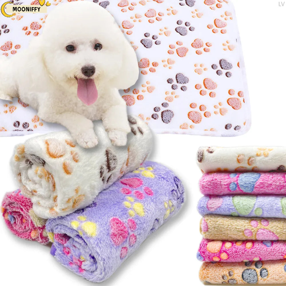 flannel dog blanket winter warm and comfortable pet bed sheet mat cartoon cute cat and dog sleeping blanket pet supplies