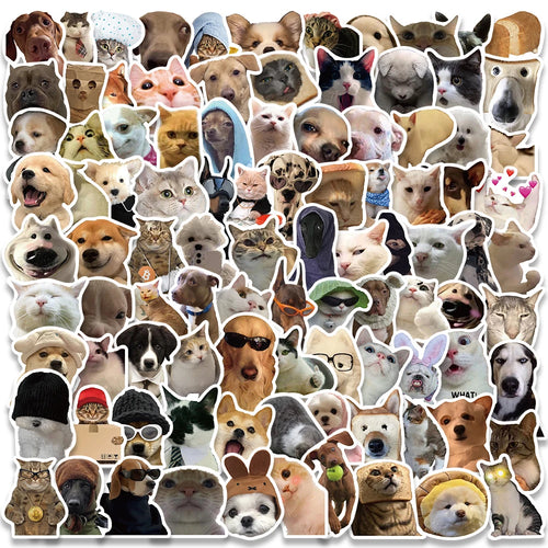 10/30/50/100pcs Cute Dog Cat MEME Funny Animals Stickers Aesthetic Decals Notebook Car Motorcycle Laptop Kid Cartoon Sticker Toy