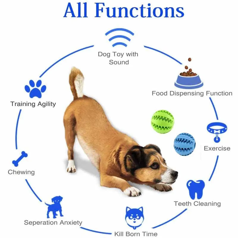 Natural Rubber Pet Dog Toys Dog Chew Toys Tooth Cleaning Treat Ball Extra-tough Interactive Elasticity Ball for Pet Products
