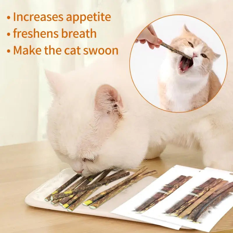 15/20pcs Natural Matatabi Cats Stick Mint Caught Bite Excited Rods Silvervine Toys For Cats Teeth Cleaning Treating Pet Cat Toy