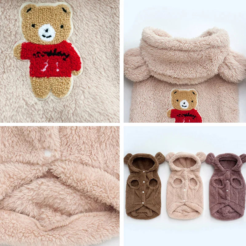 French Bulldog Pet Clothes Winter Dog Costume Soft Flannel Puppy Clothing For Dogs Coat Pug Bear Ear Dog Clothes Pet Products