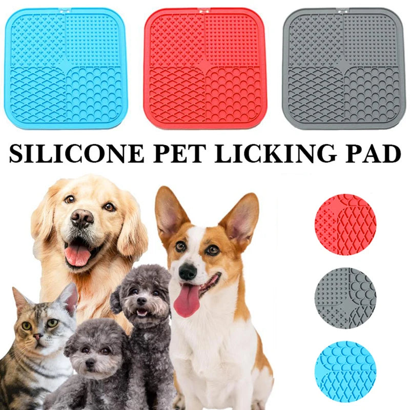 Silicone Dog Licking Pad Square Licking Mat for Dog Sucker Slow Food Training Pads for Dry and Wet Food Pet Dogs Feeder Supplies