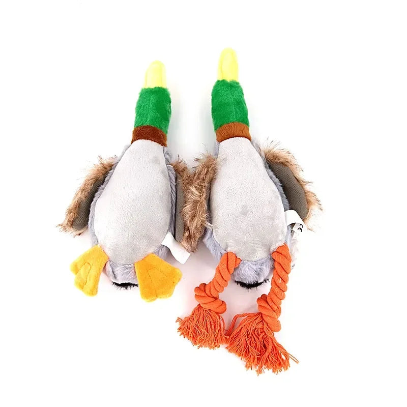 Cute Plush Duck Sound Toy Stuffed Squeaky Animal Squeak Dog Toy Cleaning Tooth Dog Chew Rope Toys