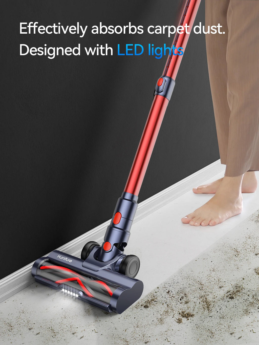 Honiture Cordless Vacuum Cleaner 33Kpa 400W Touch Screen 50 Mins for Carpet Pet Hair Home Appliance Aromatherapy Function