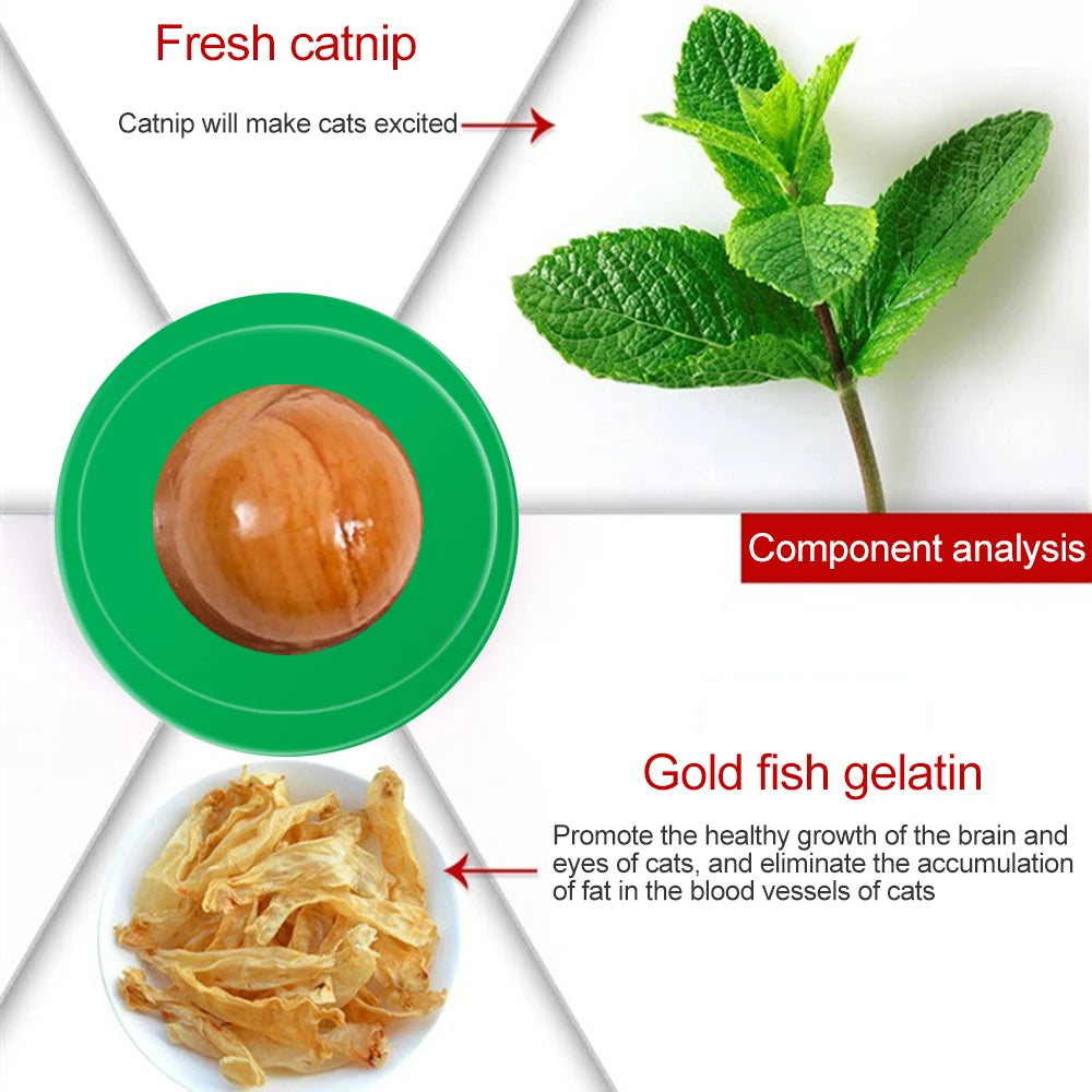 Cats Natural Catnip Ball Healthy Nutrition Pet Snacks Energy Ball Safe Lick Candy Vitamin Pudding Catnip Lollipop Toys For Cats
