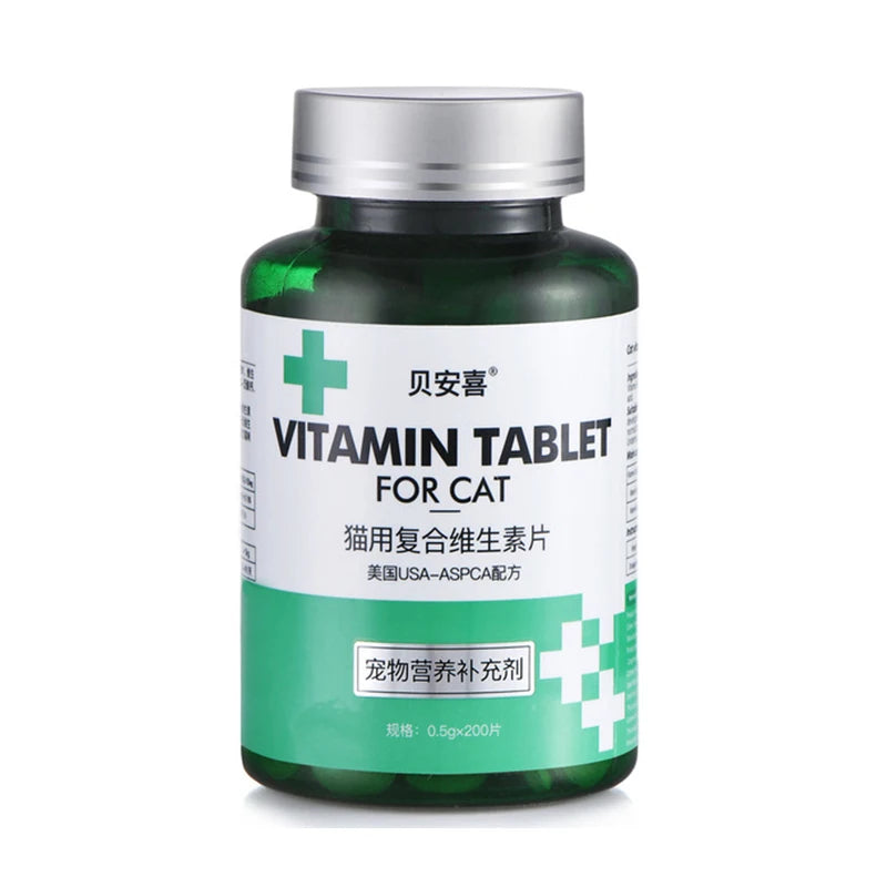 Pet Multivitamin Cat Tablets, Cats, Cat Food and Nutrition B Vitamins 200 Tablets