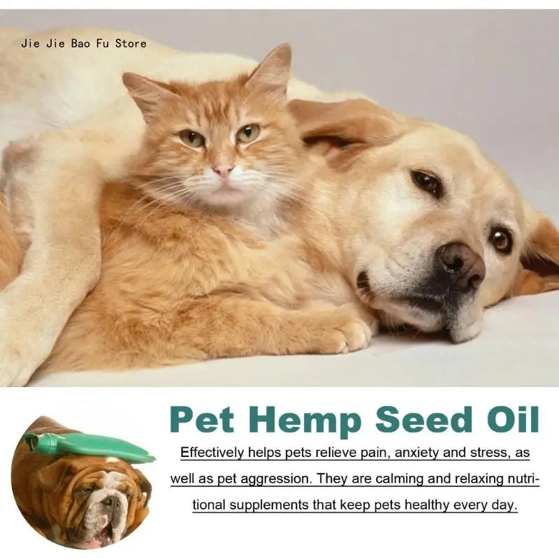 E8BD Pet Hemp-Seed Oil for Dogs Cats Anxiety Stress Pains Skin Reliefs Joint Hip Sleep Aid with Omegas 3, 6, 9 and Vitamin