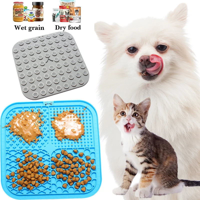 Silicone Dog Licking Pad Square Licking Mat for Dog Sucker Slow Food Training Pads for Dry and Wet Food Pet Dogs Feeder Supplies