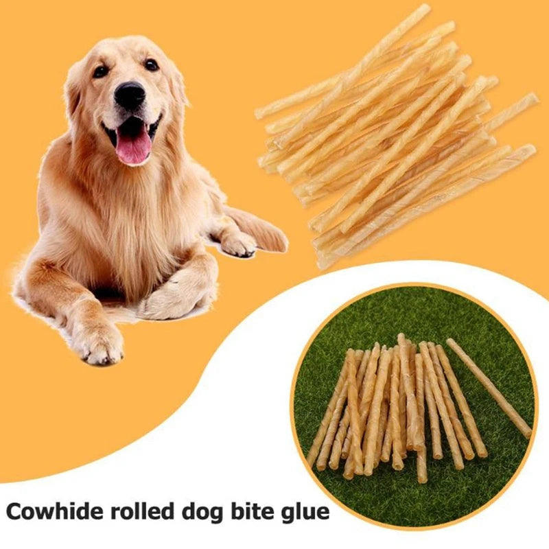10pcs Teeth Clean Stick Cowhide Safety Pets Cleaning Teeth Toys Treats for Cat Dog Puppy Accessories Dog Molar Chew Sticks Puppy