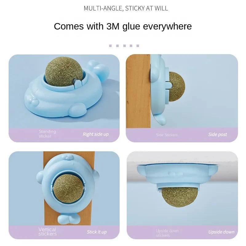 Natural Catnip Cat Rotatable Catnip Wall Ball Toys Licking Snacks Healthy Nutrition Ball Teeth Cleaning Catnip Toy Pet Supplies